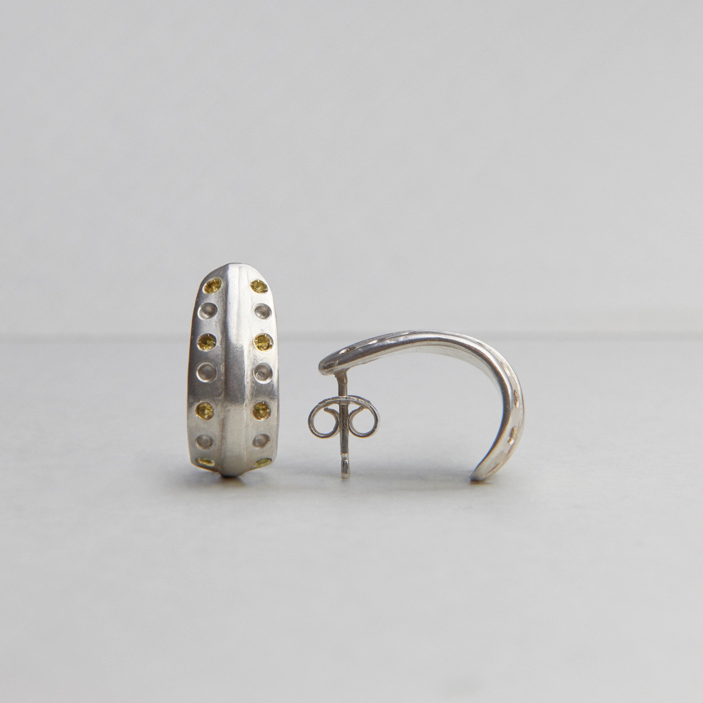 Scoop Earrings w/ Alternating Stones