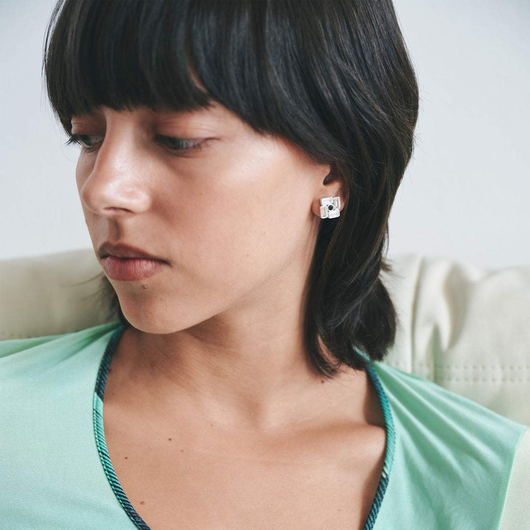 Black Deco Flower Studs