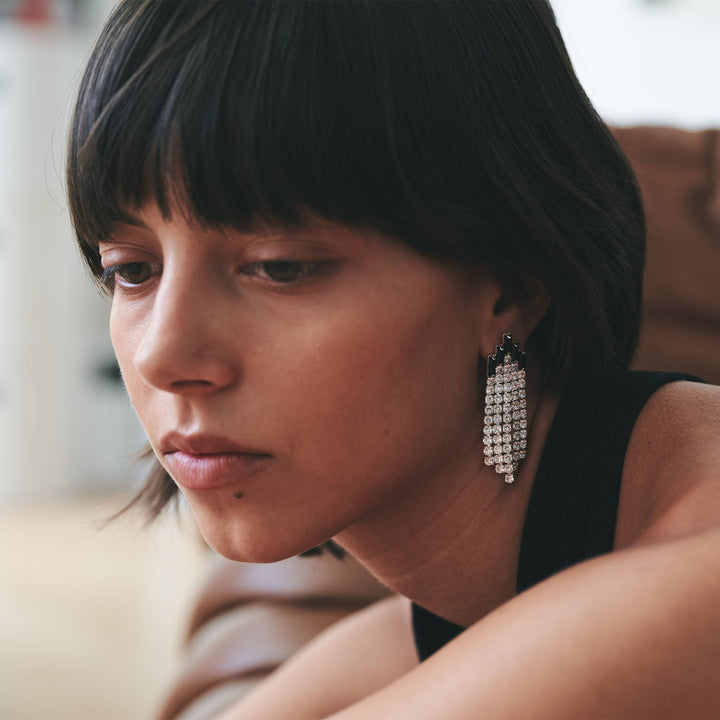 Black Deco Curtain Earrings