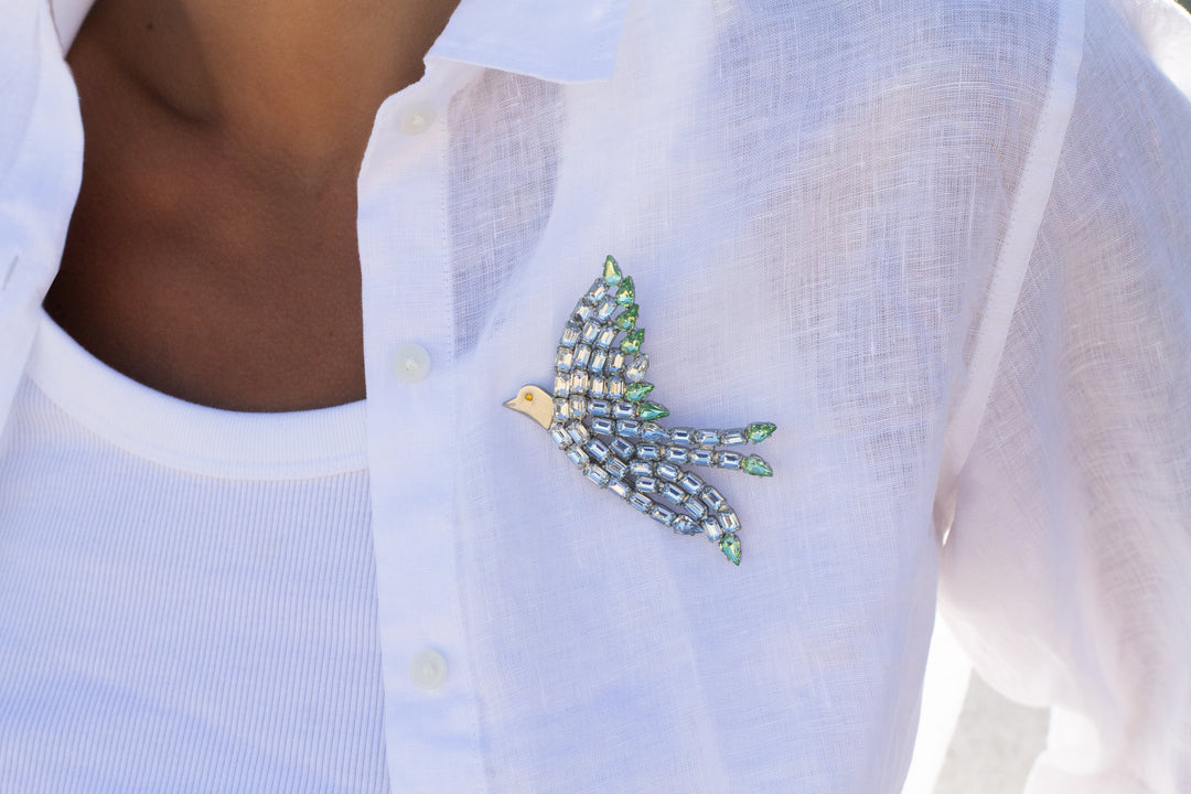 Sky Blue Dove Brooch
