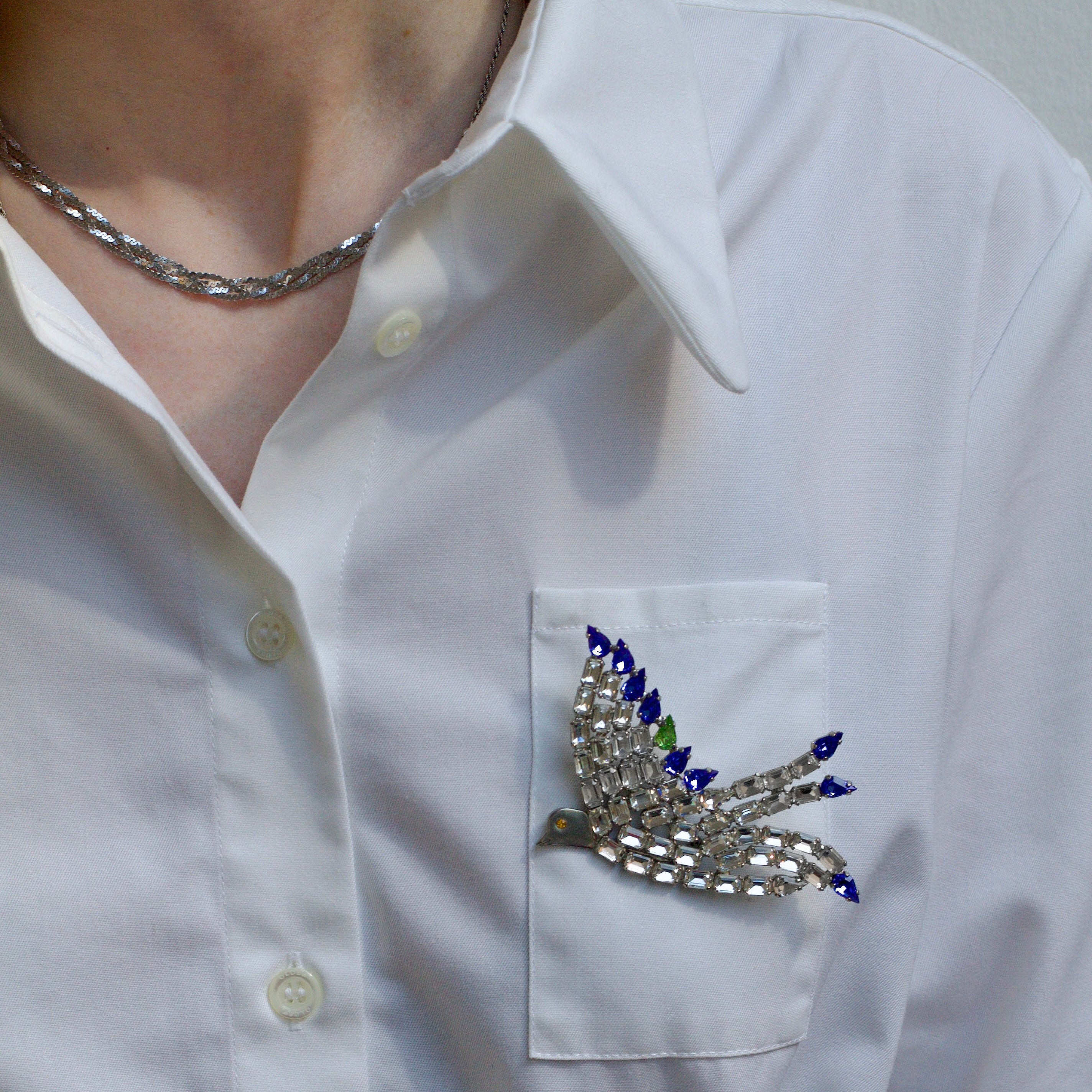 Sapphire Dove Brooch