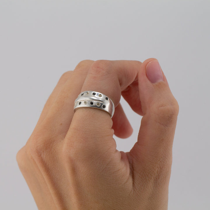 Silver and Black Core Ring