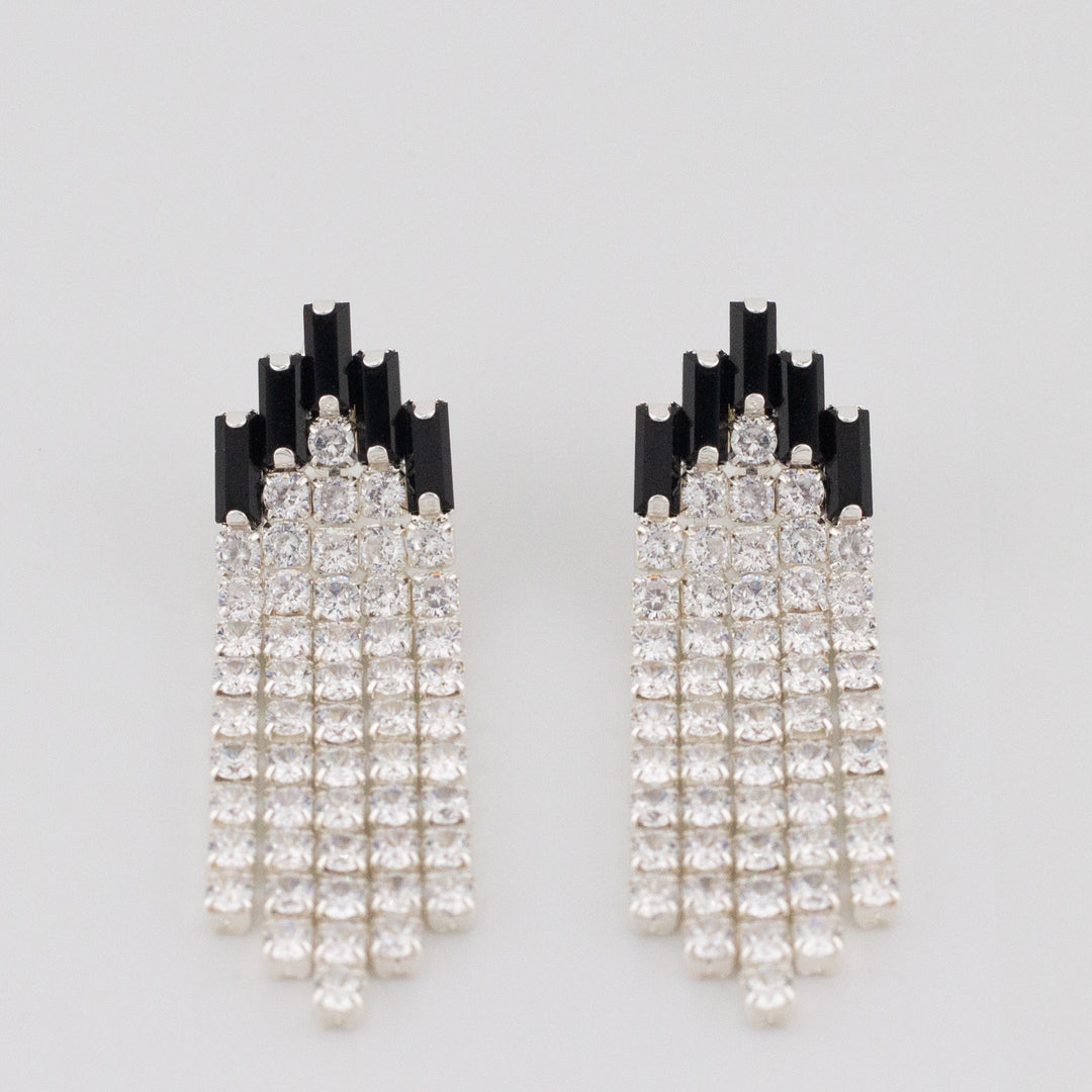 Black Deco Curtain Earrings