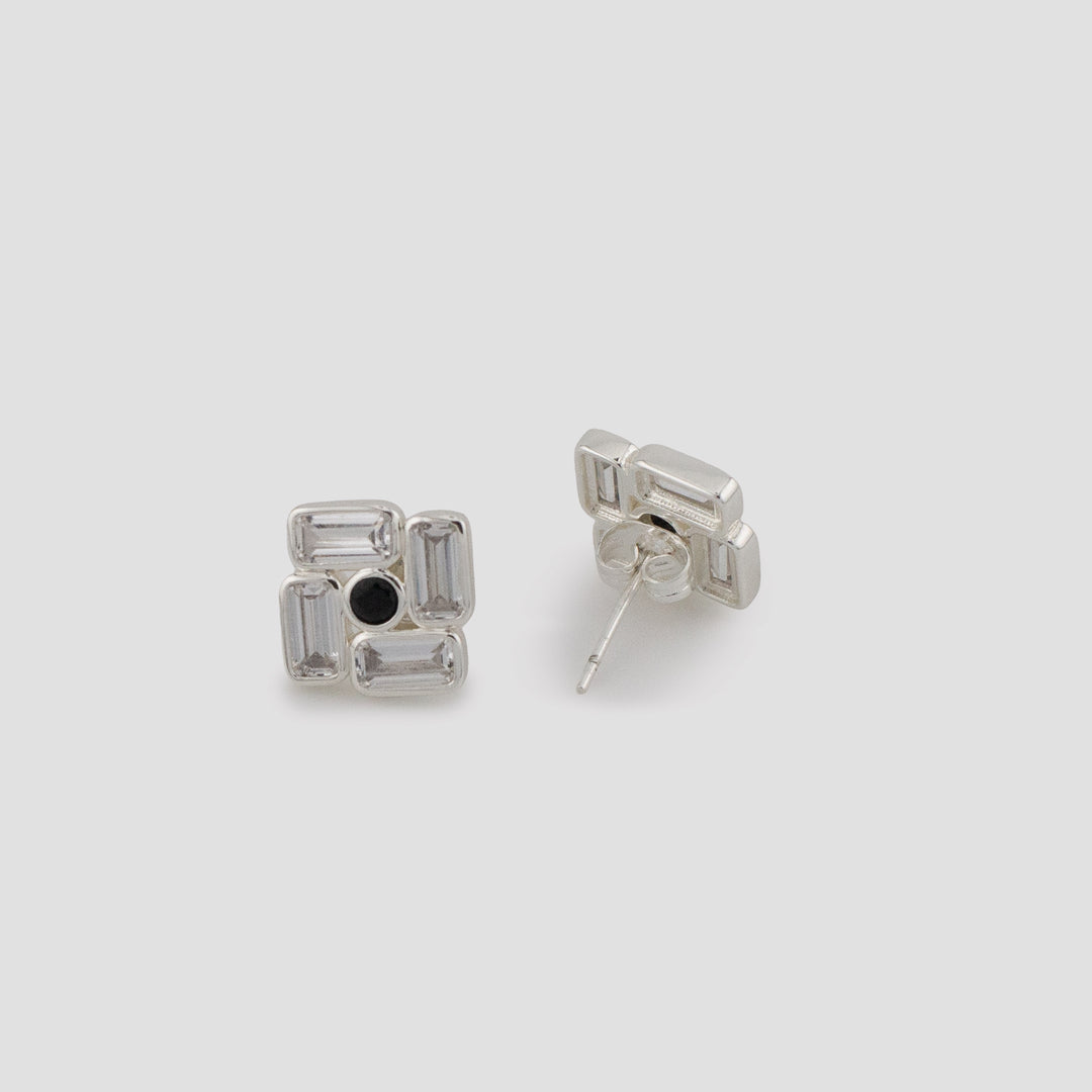 Black Deco Flower Studs