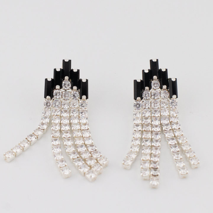 Black Deco Curtain Earrings