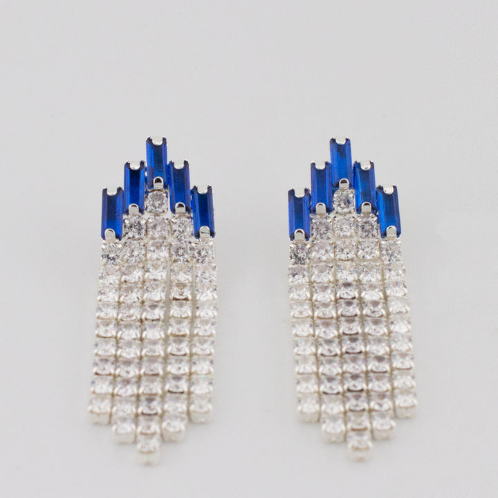 Blue Deco Curtain Earrings