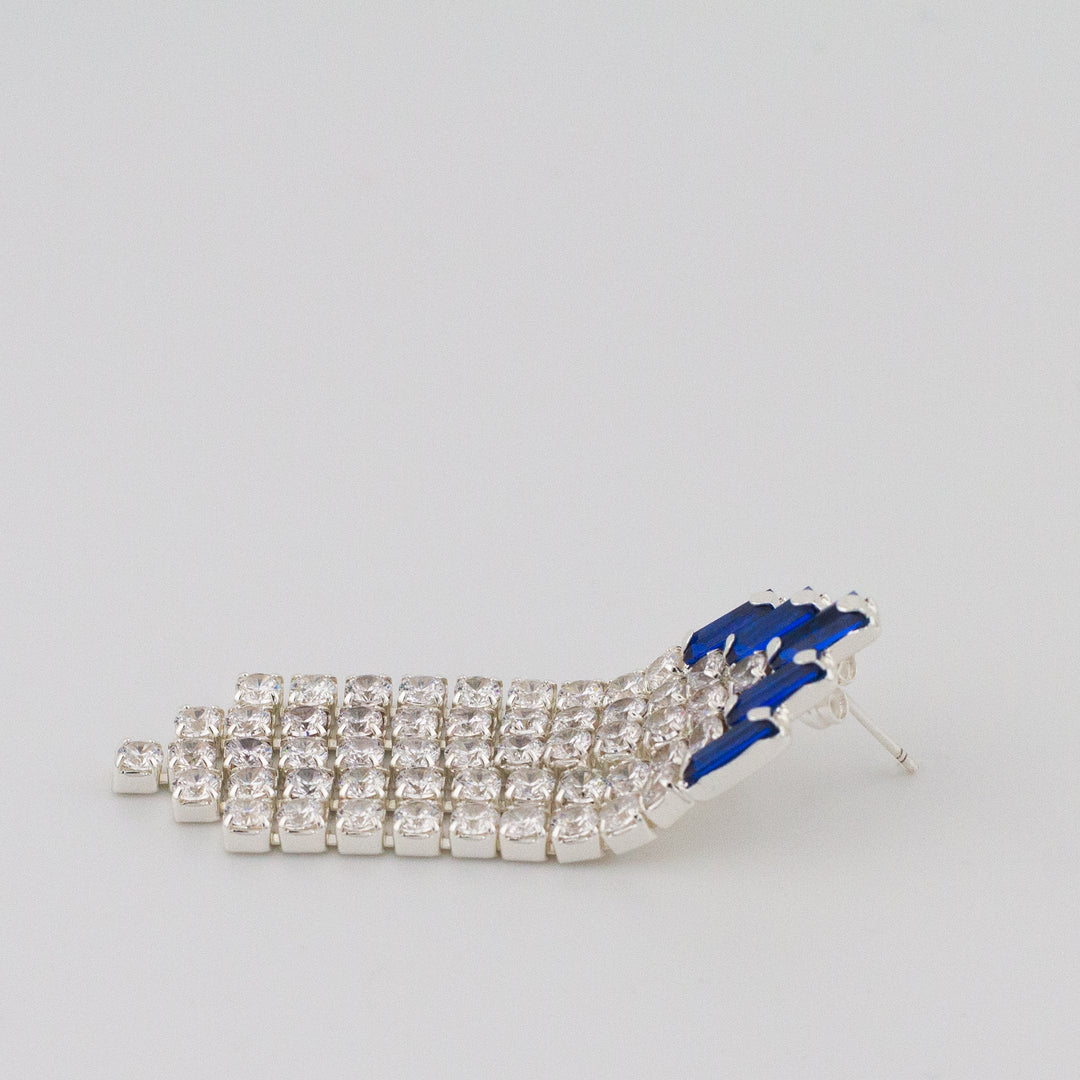 Blue Deco Curtain Earrings