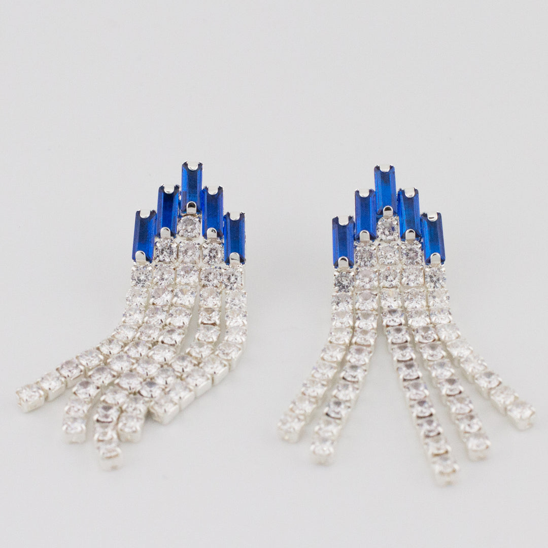 Blue Deco Curtain Earrings