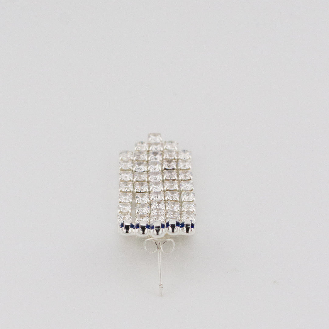 Blue Deco Curtain Earrings