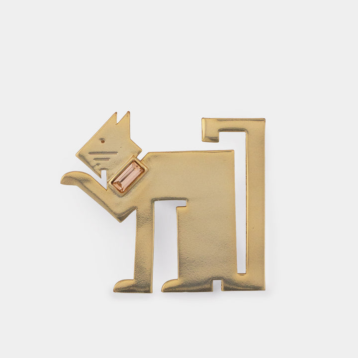Gold Deco Cat Brooch