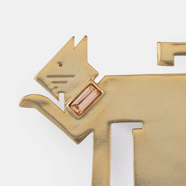 Gold Deco Cat Brooch