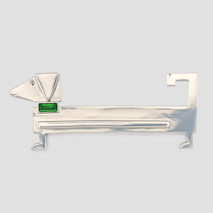 Silver Deco Dog Brooch