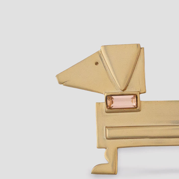 Gold Deco Dog Brooch