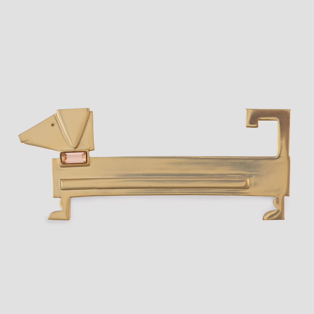 Gold Deco Dog Brooch