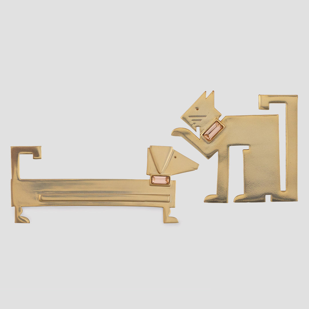 Combo Offer: Gold Cat &amp; Dog Brooch