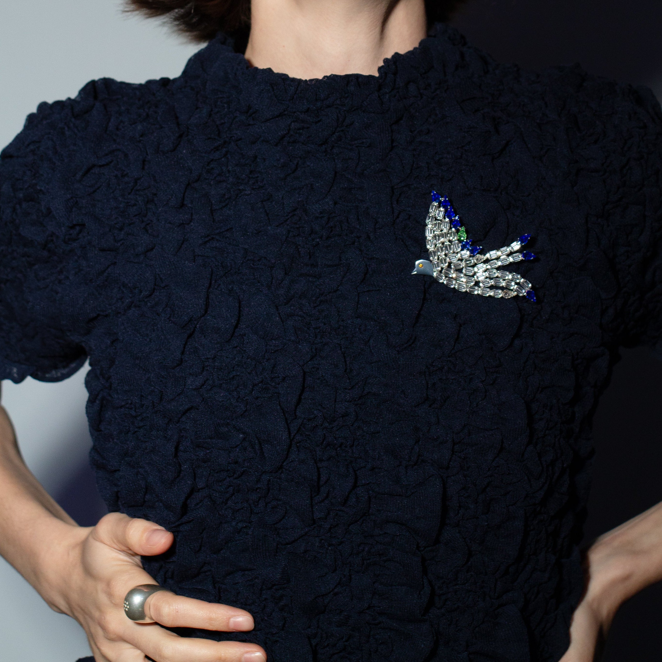 Sapphire Dove Brooch