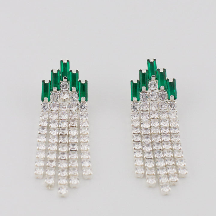 Green Deco Curtain Earrings