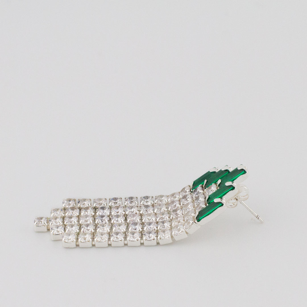 Green Deco Curtain Earrings