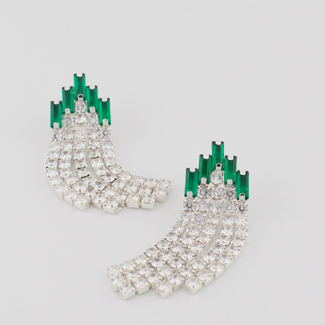 Green Deco Curtain Earrings