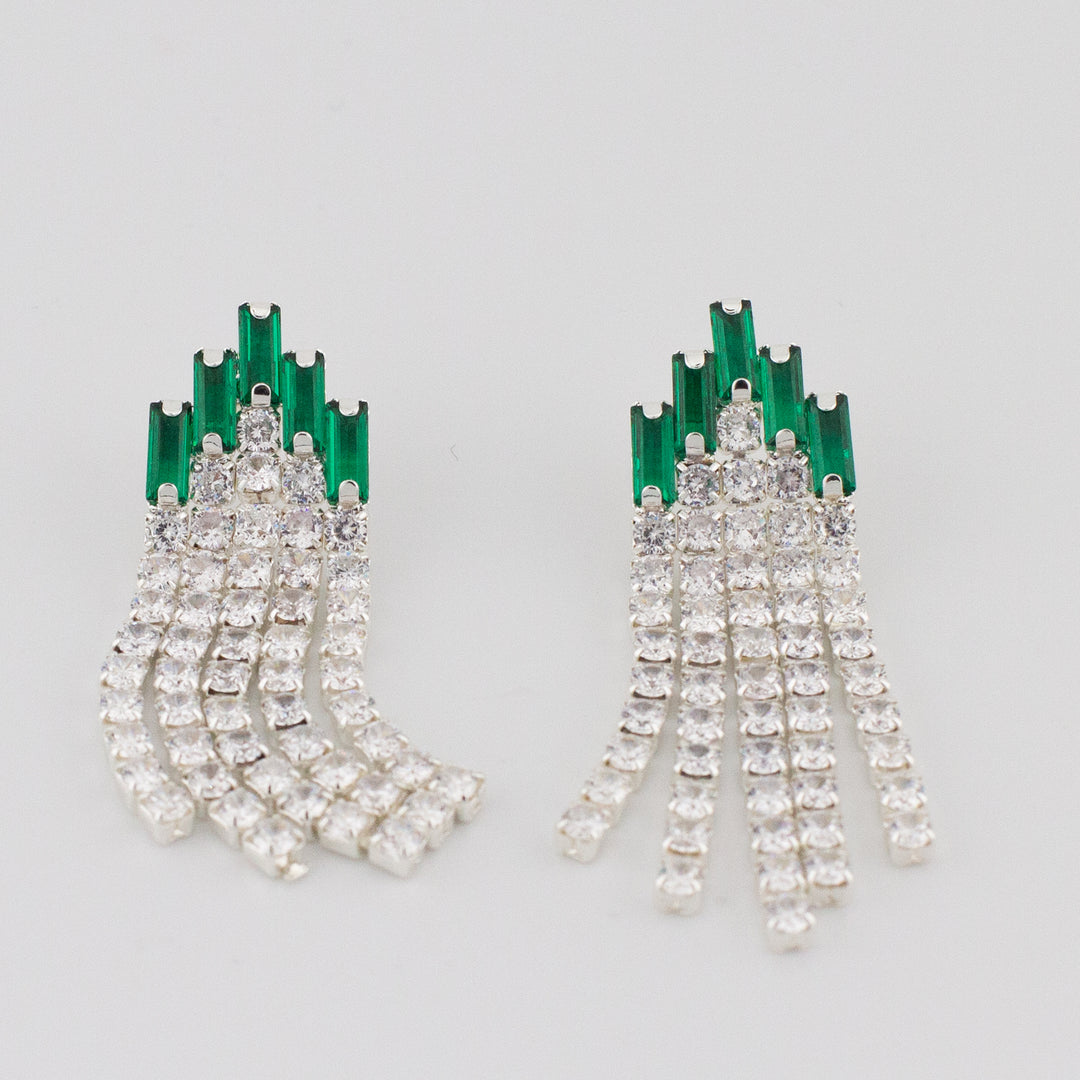 Green Deco Curtain Earrings
