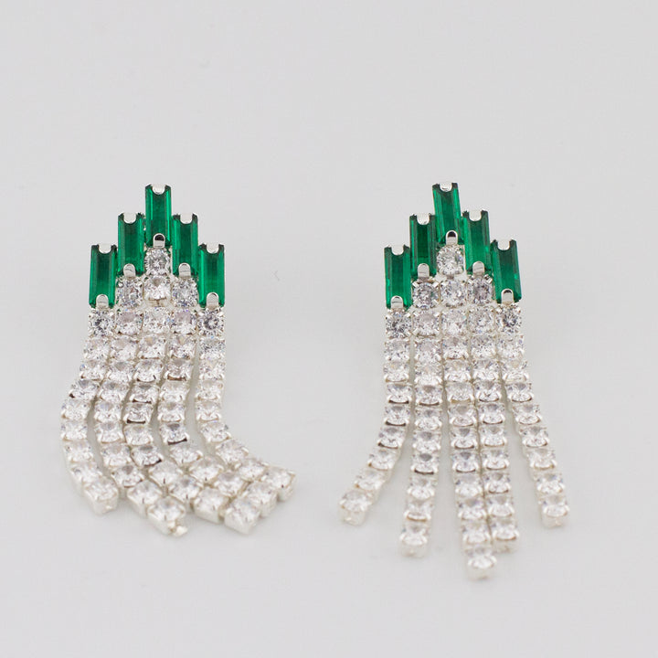 Green Deco Curtain Earrings
