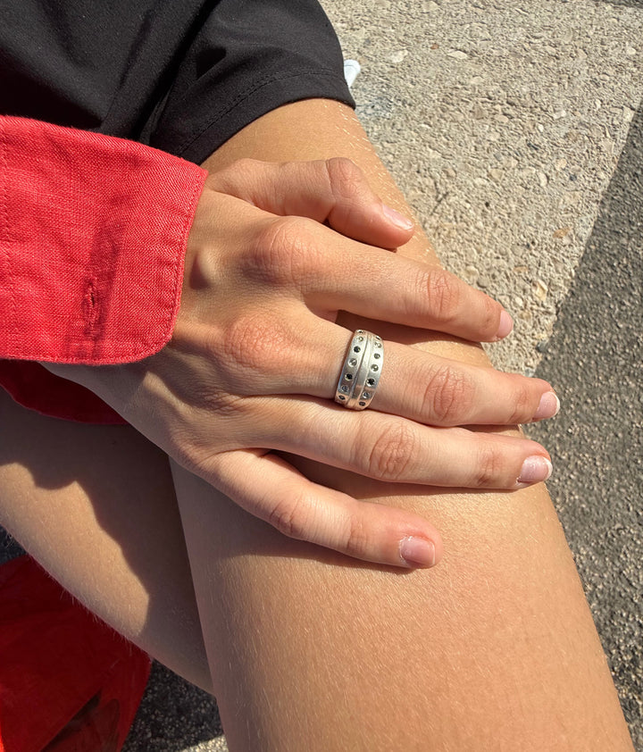 Silver and Black Core Ring