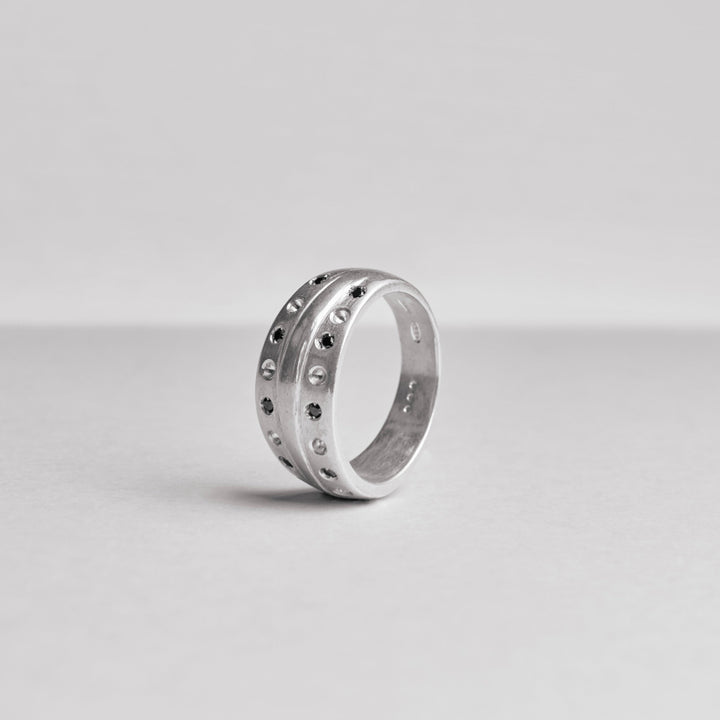 Silver and Black Core Ring