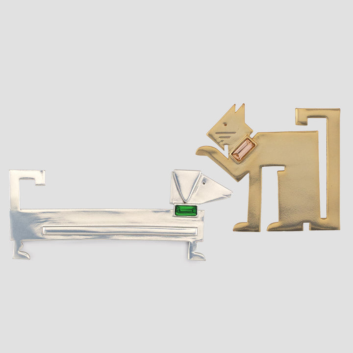 Combo Offer 1: Mixed-metal Cat &amp; Dog Brooch