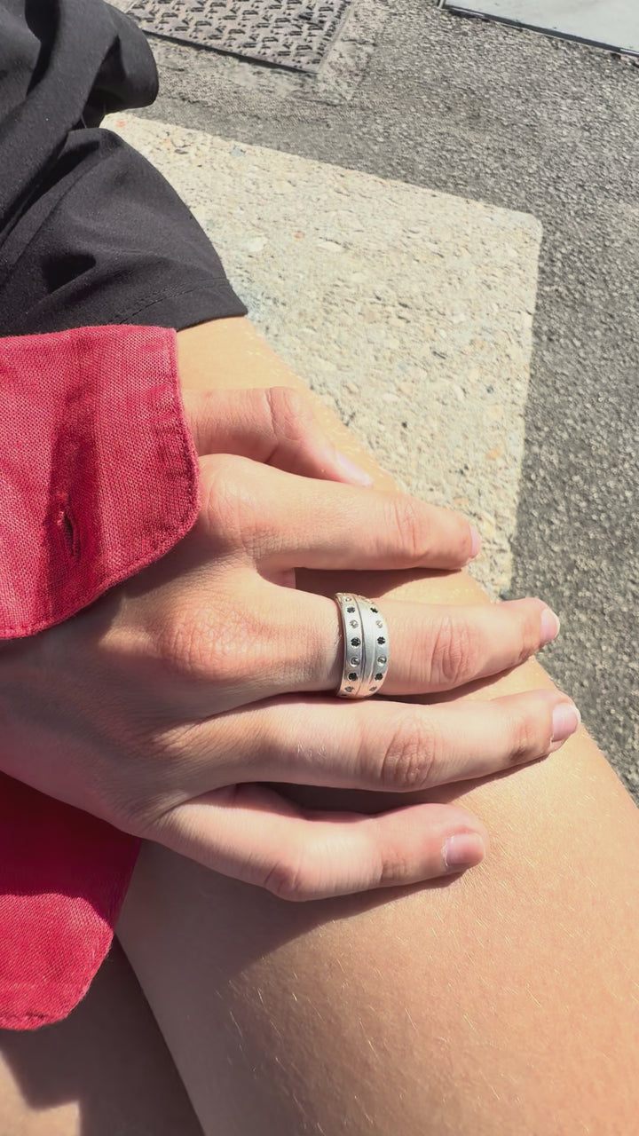 Silver and Black Core Ring